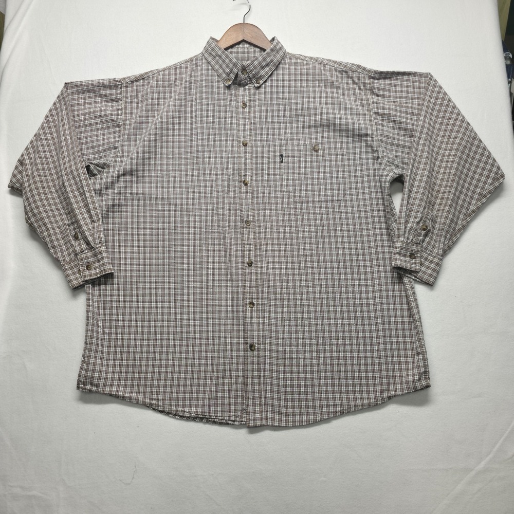 Lakin‎ McKey Men's Brown Plaid Long Sleeve Button Up Shirt Size 3XLT